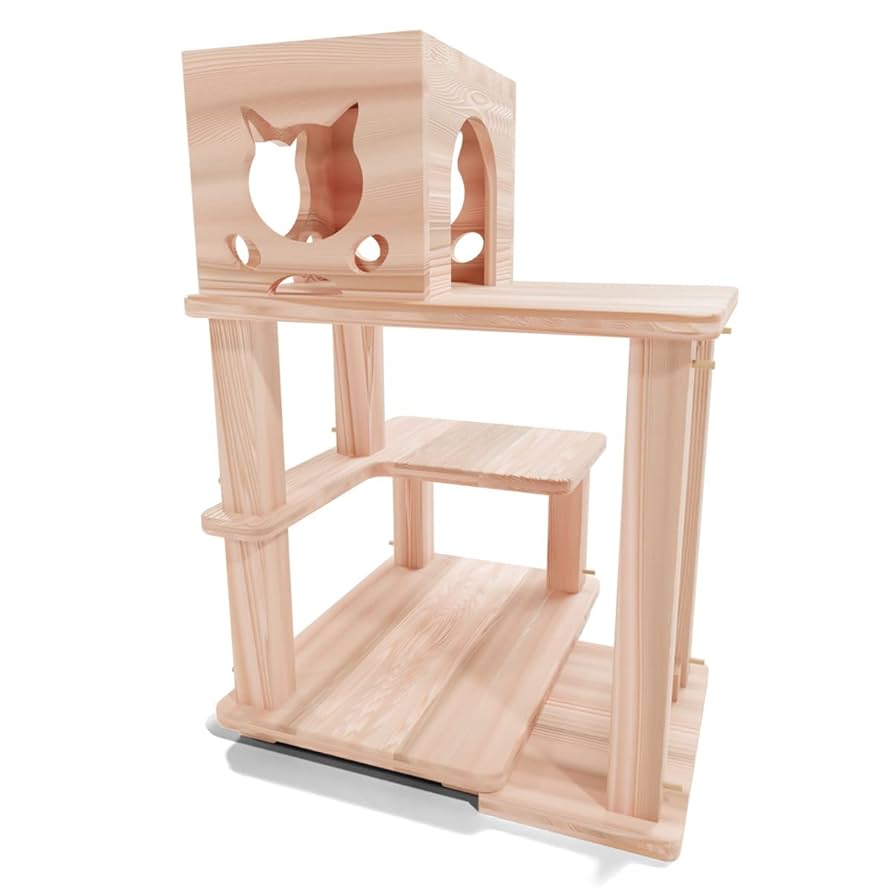 杉にゃん 天然木製キャットタワー Amazon | 消臭！抗菌！ 木製キャットタワー 杉にゃん【圧倒的な